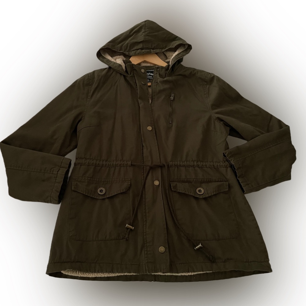 Funky Tribe Outerwear Women’s Green Jacket Hooded W/Fleece Size:M